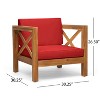 Christopher Knight Home Brava Outdoor Acacia Wood 4 Seater Club Chair Chat Set with Cushions - 3 of 4