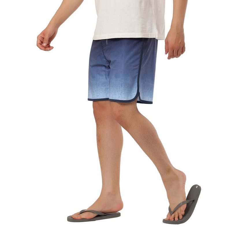 TATT 21 Men's Summer Casual Color Block Gradient Printed Swim Board Shorts, 5 of 7