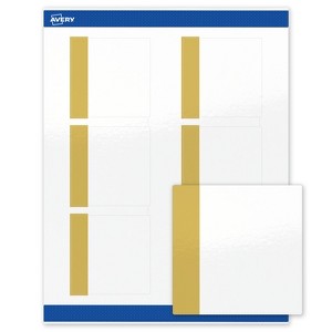 Avery Printable Square Labels, Gold-Dipped Edge, 3" x 3", Glossy White Square Labels, Permanent, Laser/Inkjet, 60ct, Great for Product Labels - 1 of 4