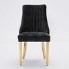 APRILSOUL Rayon Flocking Chenille Dining Chairs, Channel Tufted, Comfy Upholstered, Golden Stainless Steel Legs, Set of 2, Kitchen/Dining Room. - 3 of 4