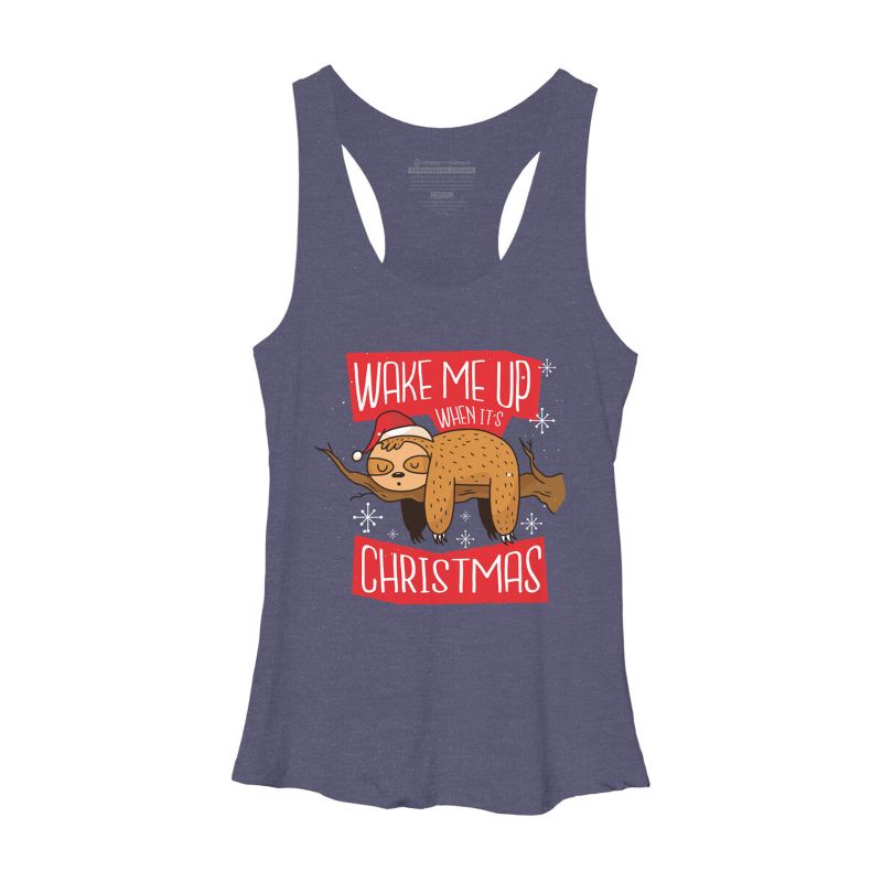 Women's Design By Humans Christmas sloth By ArtStyleAlice Racerback Tank Top, 1 of 4