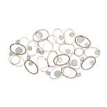 Metal Geometric Wall Decor with Round Mirrored Accents Silver - Olivia & May
