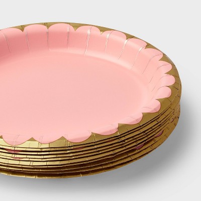 8.5&#34; 10ct Light Pink Scalloped Dinner Plates - Spritz&#8482;