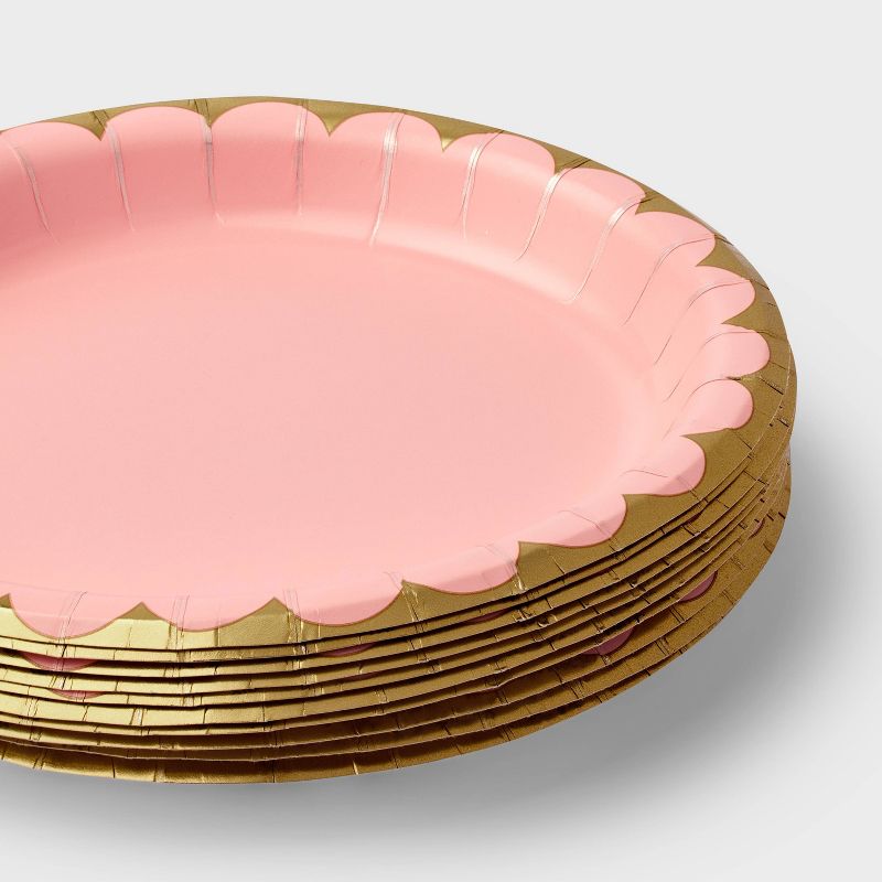8.5&#34; 10ct Light Pink Scalloped Dinner Plates - Spritz&#8482;, 3 of 4