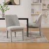 Minimalist Dining Chair Set of 2,White Black Chenille Upholstered Chair with Curved Back, Armless Modern Dining Chair for Kitchen or Dining Room-Koiai - 2 of 4