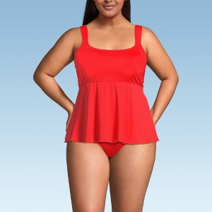 Lands' End Women's Adjustable Scoop Neck Flutter Tankini Top - 1 of 3