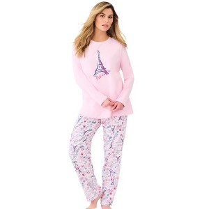 Dreams & Co. Plus Size Long Sleeve Knit PJ Set - 1 of 4