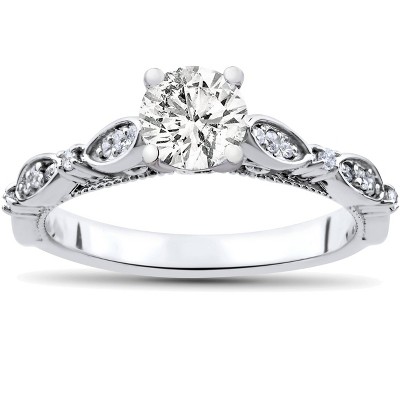 Pompeii3 3/4ct Vintage Round Cut Diamond Engagement Ring 14k White Gold