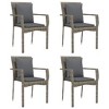 vidaXL Patio Dining Set Outdoor Rattan Wicker Table and Chair Set for Porch - Gray 63" Table Length 4 Piece - 4 of 4