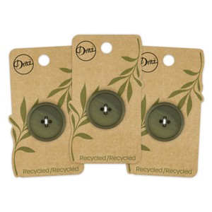 Dritz 28mm Recycled Paper Round Buttons Dark Olive: Sewing Fasteners, Plastic, 3 Pieces, Green - 1 of 4