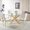 Glass Top Dining Table with Cross Metal Legs, Round/Square Kitchen Table for 4-6 - ModernLuxe - 2 of 4