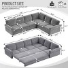 L-Shaped Sofa with Pull-Out Bed, Convertible Sleeper Couch with Nailhead Trim and Rolled Arms, Chenille Sofa with Iron Frame-Coolbibila - 4 of 4