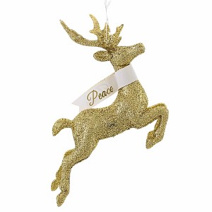 Craftoutlet.Com 5.25 In Peace Glittery Deer Ornament Flying Position Tree Ornaments - 1 of 4