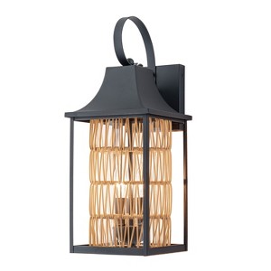 C Cattleya Modern Farmhouse Dusk-to-Dawn Outdoor Wall Lantern with Hand-woven Rattan Shade - 1 of 4
