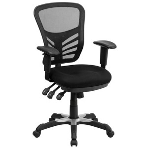 Emma and Oliver Mid-Back Black Mesh Multifunction Ergonomic Office Chair with Adjustable Arms - 1 of 4