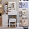 Vanity Table with Touch Tri-Color Sliding LED Mirror,Cushioned Stool and Storage Drawers for Bedroom-The Pop Home - 2 of 4
