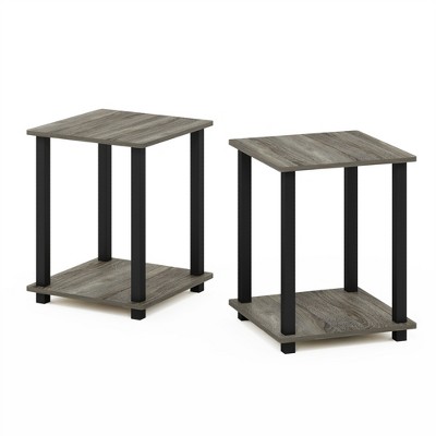 Furinno Simplistic End Table, Set of Two, French Oak/Black