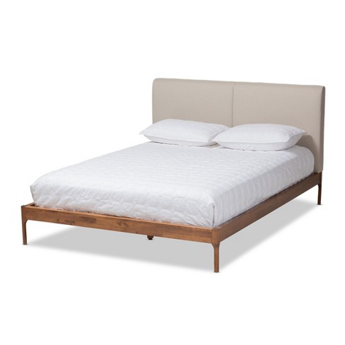 King Aveneil Walnut Finished Platform Bed Beige walnut Brown