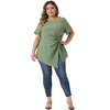 Agnes Orinda Women's Plus Size Asymmetrical Hem Short Sleeve Twist Knot T-Shirt - 3 of 4