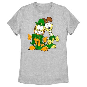 Women's Garfield St. Patrick's Day Odie and Garfield Leprechaun Duo T-Shirt - 1 of 4