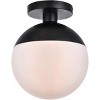 Elegant Lighting Eclipse 1 Light Black Flush Mount With Frosted White Glass - 3 of 4