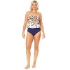 Women's Gradient Floral Strapless Blouson Keyhole One Piece Swimsuit - 3 of 4