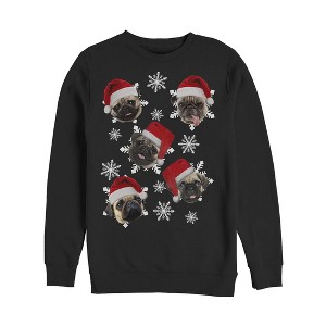 Men's Lost Gods Ugly Christmas Pug Snowflakes Sweatshirt - 1 of 3