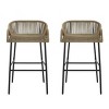 Bar Stools Outdoor Set of 2, Outdoor Bar Stools Rattan Style with Black Metal Frame for Patio or Deck-Maison Boucle - 4 of 4