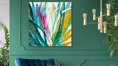 Retro Camping Trailer with Flamingo Décor Canvas Art for Kids