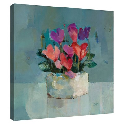 24" x 24" Pretty Pot of Cyclamen by Sarah Simpson Unframed Wall Canvas - Masterpiece Art Gallery