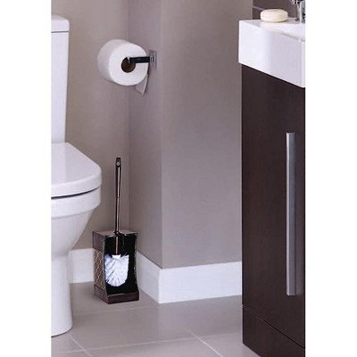 Dahlia Brown Resin Toilet Brush and Holder Set