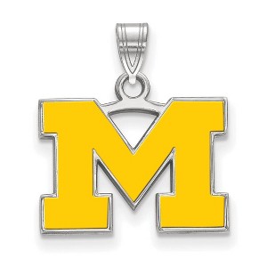 Black Bow Jewelry Sterling Silver Michigan Wolverines NCAA Small Pendant - 1 of 3