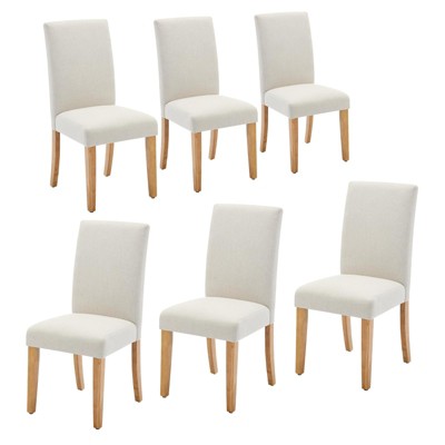 Dining Chairs Set of 4,Modern Fabric Upholstered Ergonomic Chairs with Curved Backrest,Heavy-Duty Wood Legs