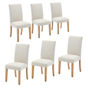 Dining Chairs Set of 4,Modern Fabric Upholstered Ergonomic Chairs with Curved Backrest,Heavy-Duty Wood Legs - 1 of 4