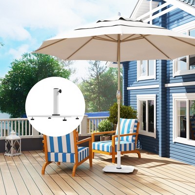 White Metal Square Patio Umbrella Base with Adjustable Pads
