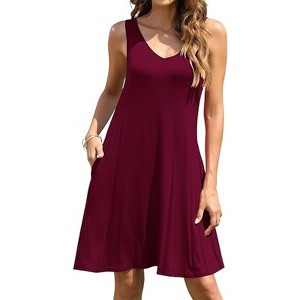 LEVEN SIXTEEN Plain Pleated Tank Cover-Up Dress - 1 of 3