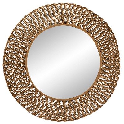 35" x 35" Modern Style Large Round Twisted Metal Wall Mirror Gold - Olivia & May