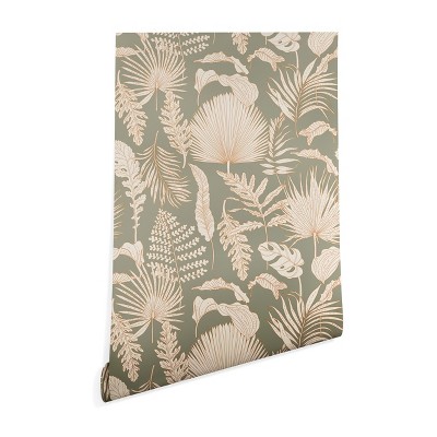 Iveta Abolina Palm Leaves Sage 2'x8' Wallpaper - Deny Designs : Target