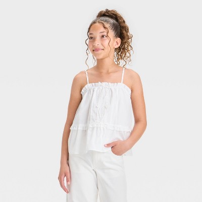 Girls' Bow Front Woven Tank Top - art class™