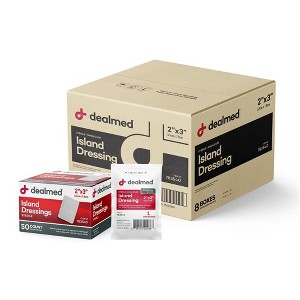 Dealmed Island Dressing, Sterile, Adhesive Borders with Non-Stick Pads, White (Case Pack) - 1 of 4