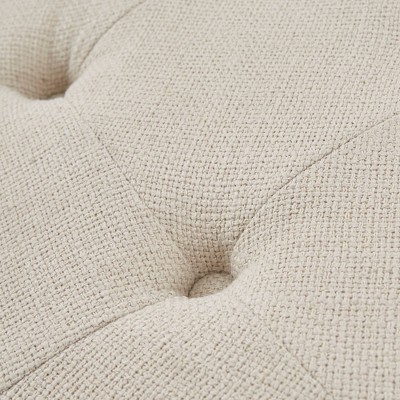 Elegant Cedric Tufted Round Ottoman with Storage in Cream