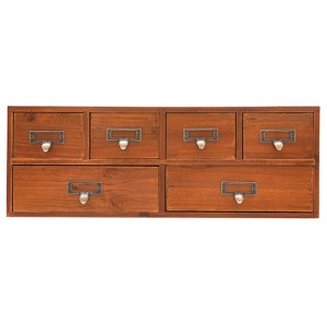 YIYIBYUS 6-Drawer Storage Cabinet, Retro Desktop Organizer Cabinet, Brown - 1 of 4