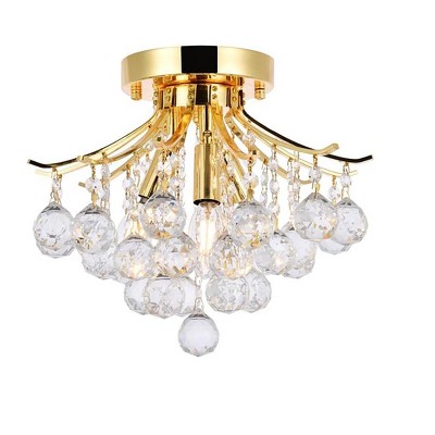 Elegant Lighting Toureg 3 light Gold Flush Mount Clear Royal Cut Crystal