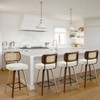 Bekrvio Swivel Counter Height Bar Stools - 26" Faux Leather Upholstered with Rattan Back,Ideal for Kitchen Island - 3 of 4