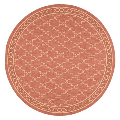 6'7" Round Gibson Outdoor Patio Rug Rust/Sand - Safavieh