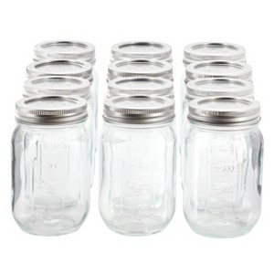 Gibson Home Market Preserves 12 Piece 16 Ounce Glass Canning jars with Lids and Bands - 1 of 4