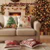 Christmas Decorations Pillow Covers 18x18 Set of 4, Red White Buffalo Plaid Cushion Cases with Snowman - 3 of 4
