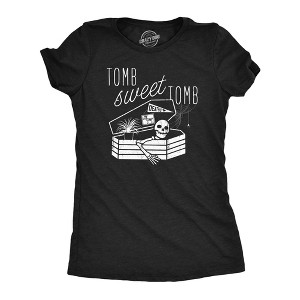 Womens Tomb Sweet Tomb T Shirt Funny Halloween Scary Skeleton Coffin Grave Joke Tee For Ladies - Crazy Dog Women's T Shirt - 1 of 4