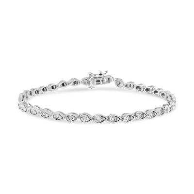 Haus of Brilliance Silver 1/10 Cttw Round-Cut Diamond Pear Link Bracelet