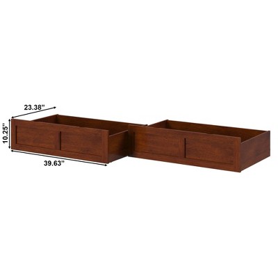 Walnut Queen Underbed Storage Drawers with Rollers